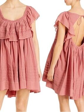 Free People Hailey Dusty Rose Ruffle Mini Dress